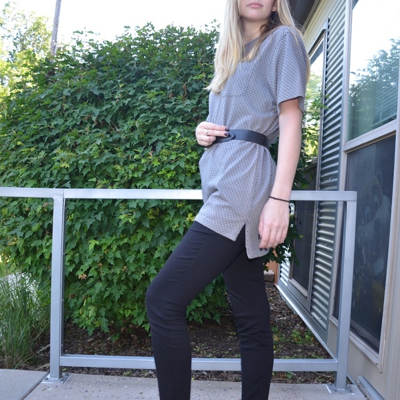 Long Gray Dotted Mossimo Tee - Picture 2 of 3